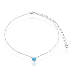 Sterling Silver Blue Inlay Opal Heart Choker